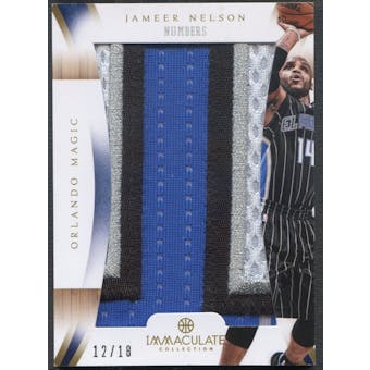 2012/13 Immaculate Collection #JN Jameer Nelson Numbers Patch #12/18