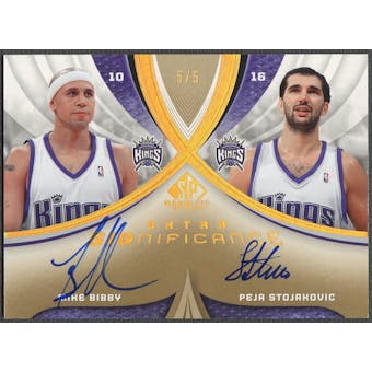 2005/06 SP Game Used #MP Mike Bibby & Peja Stojakovic SIGnificance Dual Gold Auto #5/5