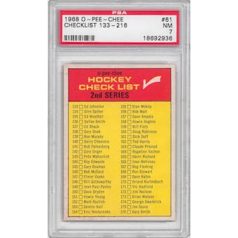1968/69 O-Pee-Chee Hockey #61 2nd Series Checklist PSA 7 (NM) *2936