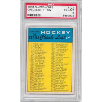 1968/69 O-Pee-Chee Hockey #121 1st Series Checklist PSA 6 (EX-MT) *2938