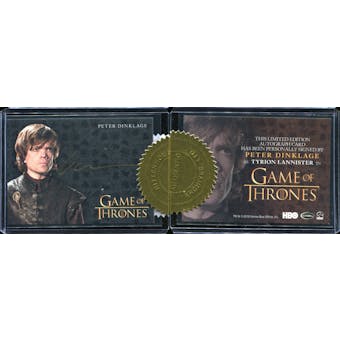 2014 Rittenhouse Game of Thrones Season Three Case Incentive Autographs #3 Peter Dinklage as Tyrion Lannister