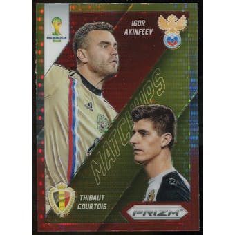 2014 Panini Prizm World Cup World Cup Matchups Prizms Yellow and Red Pulsar #18 Igor Akinfeev/Thibaut Courtois