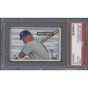 1951 Bowman Baseball #253 Mickey Mantle Rookie PSA 4 (VG-EX) *5979