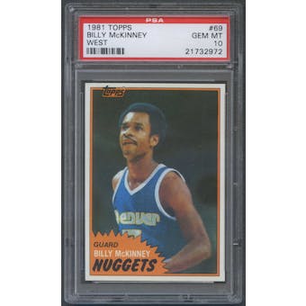 1981/82 Topps Basketball #W69 Billy McKinney Rookie PSA 10 (GEM MT) *2972
