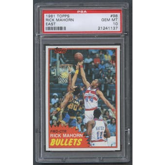 1981/82 Topps Basketball #E98 Rick Mahorn Rookie PSA 10 (GEM MT) *1137