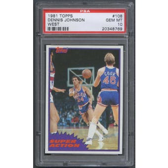 1981/82 Topps Basketball #W108 Dennis Johnson Super Action PSA 10 (GEM MT) *8769