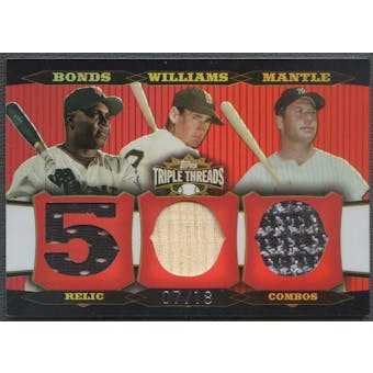 2006 Topps Triple Threads #63 Barry Bonds Ted Williams Mickey Mantle Suit Bat #07/18