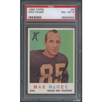 1959 Topps Football #4 Max McGee Rookie PSA 8 (NM-MT) *5569