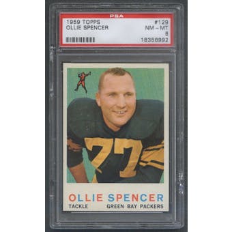 1959 Topps Football #129 Ollie Spencer Rookie PSA 8 (NM-MT) *6992
