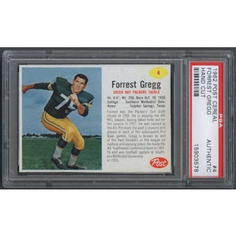 1962 Post Cereal #4 Forrest Gregg PSA (Hand Cut) (Authentic) *3578