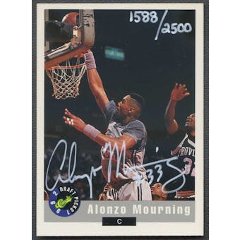 1992 Classic Draft Pick Basketball Alonzo Mourning Auto #1588/2500