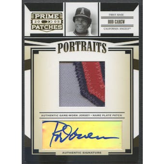 2005 Prime Patches #33 Rod Carew Portraits Name Plate Patch Auto #5/5