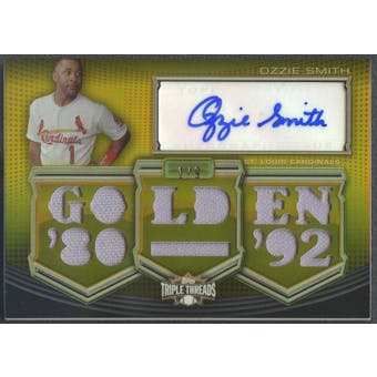 2010 Topps Triple Threads #AR88 Ozzie Smith Relics Gold Jersey Auto #1/9