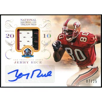 2013 Panini National Treasures Hall of Fame 50th Anniversary Signature Materials Prime #26 Jerry Rice 7/25