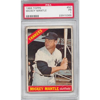1966 Topps Baseball #50 Mickey Mantle PSA 1 (PR) *5366