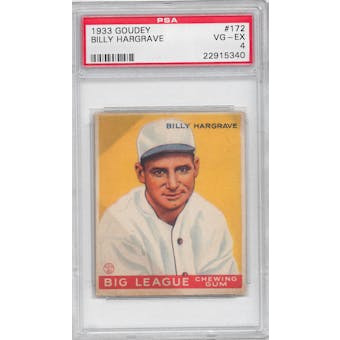 1933 Goudey Baseball #172 Billy Hargrave PSA 4 (VG-EX) *5340