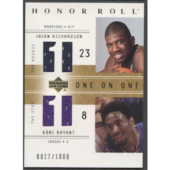 2001/02 Upper Deck Honor Roll #124 Jason Richardson Kobe Bryant Jersey #0017/1000
