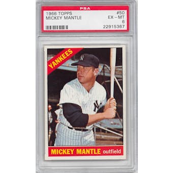 1966 Topps Baseball #50 Mickey Mantle PSA 6 (EX-MT) *5367