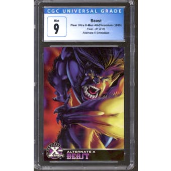 Beast #1/20 Alternate X Embossed - Fleer Ultra X-Men (1995) CGC 9.0 (Mint) *4149735084*