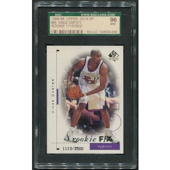 1998/99 SP Authentic Basketball #95 Vince Carter Rookie #1113/3500 SGC 96 (MINT) *3006