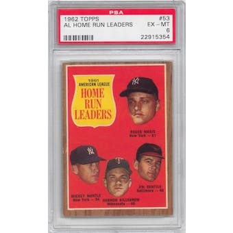 1962 Topps Baseball #53 AL Home Run Leaders PSA 6 (EX-MT) *5354