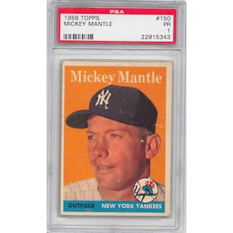 1958 Topps Baseball #150 Mickey Mantle PSA 1 (PR) *5343