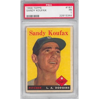 1958 Topps Baseball #187 Sandy Koufax PSA 1 (PR) *5344