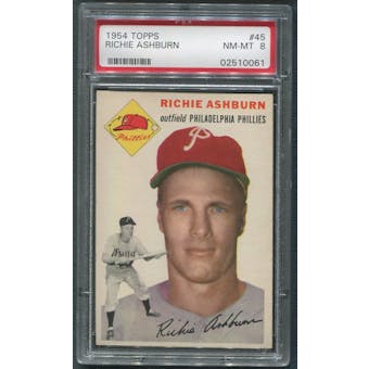 1954 Topps Baseball #45 Richie Ashburn PSA 8 (NM-MT) *0061