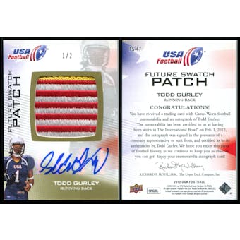 2012 Upper Deck USA Football Future Swatch Patch Autographs #FS47 Todd Gurley 1/2