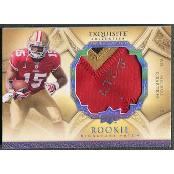 2009 Exquisite Collection #185 Michael Crabtree Rookie Silver Holofoil Patch Auto #14/25