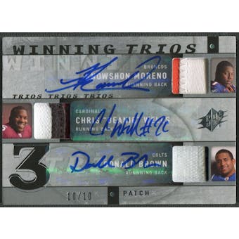 2009 SPx #RRB Knowshon Moreno Chris Wells Donald Brown Winning Trios Rookie Patch Auto #10/10