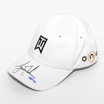 Tiger Woods Autographed Tournament Worn White Nike Hat 1 of 1 UDA