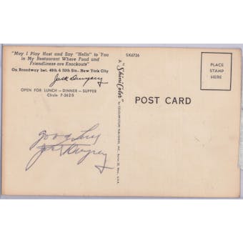 Jack Dempsey Autographed Boxing Postcard (JSA letter COA)