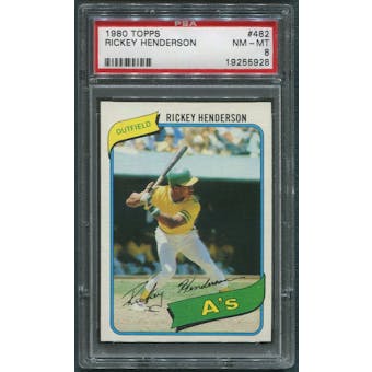 1980 Topps Baseball #482 Rickey Henderson Rookie PSA 8 (NM-MT) *5928