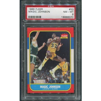 1986/87 Fleer Basketball #53 Magic Johnson PSA 8 (NM-MT) *8370