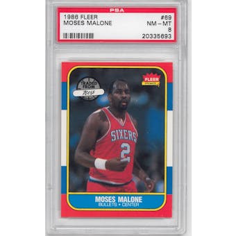 1986/87 Fleer Basketball #69 Moses Malone PSA 8 (NM-MT) *5693