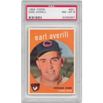 1959 Topps Baseball #301 Earl Averill PSA 8 (NM-MT) *0957