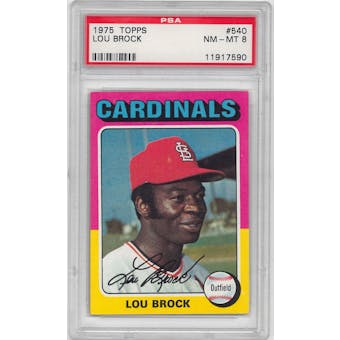 1975 Topps Baseball #540 Lou Brock PSA 8 (NM-MT) *7590