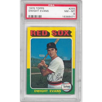 1975 Topps Baseball #255 Dwight Evans PSA 8 (NM-MT) *6471