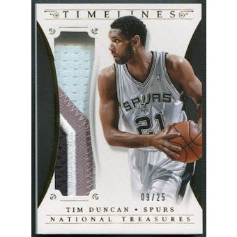 2013/14 Panini National Treasures #8 Tim Duncan Timelines Materials Prime Patch #09/25