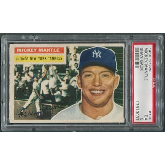 1956 Topps Baseball #135 Mickey Mantle Gray Back PSA 5 (EX) *3037