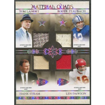 2007 Playoff National Treasures #9 Tom Landry Roger Staubach Hank Stram Len Dawson Material Quad Jersey #03/25
