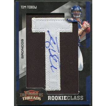2010 Panini Threads #199 Tim Tebow Rookie Letter "T" Patch Auto #151/250