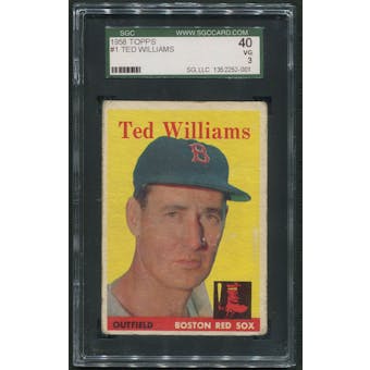 1958 Topps Baseball #1 Ted Williams SGC 40 (VG) *2001
