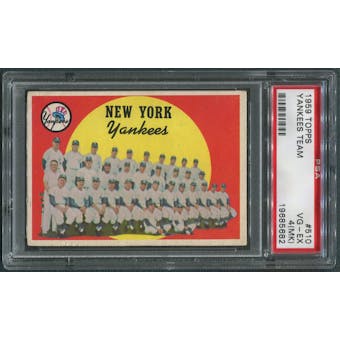 1959 Topps Baseball #510 New York Yankees Team PSA 4 (VG-EX) (MK) *5682