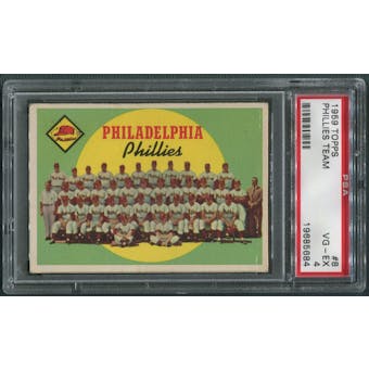 1959 Topps Baseball #8 Philadelphia Phillies Team PSA 4 (VG-EX) *5684