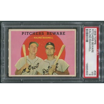 1959 Topps Baseball #34 Pitchers Beware Al Kaline & Charley Maxwell PSA 3 (VG) *5693