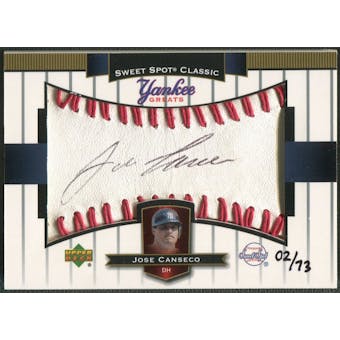 2003 Sweet Spot Classics #JC Jose Canseco Yankee Greats Black Ink Auto #02/73