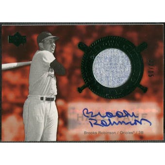 2005 Upper Deck Hall of Fame #BR1 Brooks Robinson Cooperstown Calling Green Auto #12/15