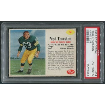 1962 Post Cereal #14 Fuzzy Thurston PSA (Authentic) *1582